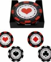 4x glazen poker fiches glasonderzetters 10 cm